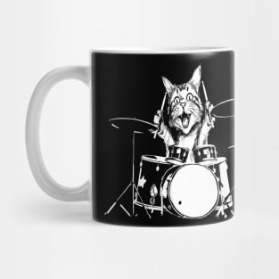 Funny Cat Plays The Drums Smiling Mug